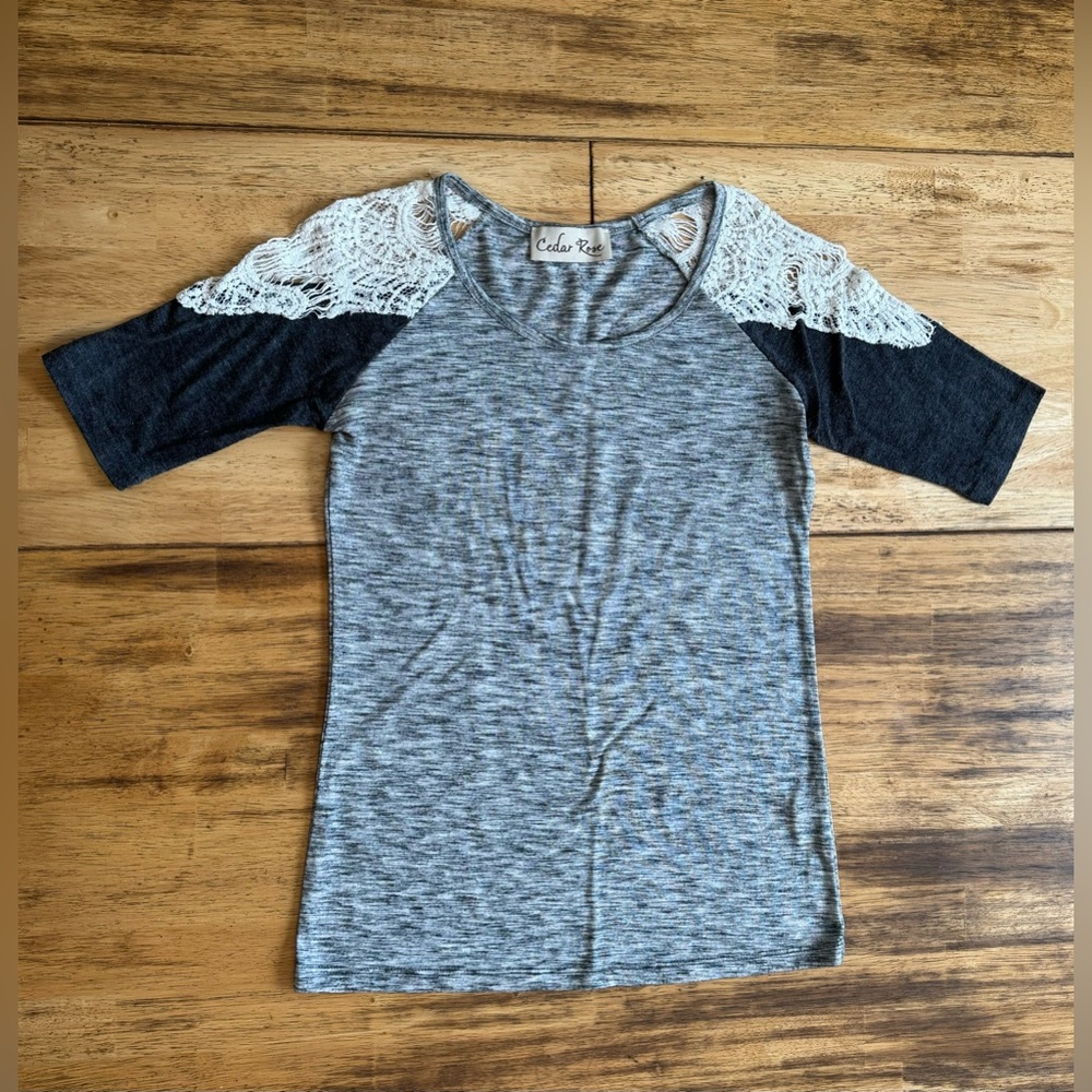 Lace shoulder top